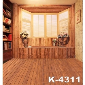 Indoor Wood Study Wood Window Wall Floor Photo Wall Backdrop