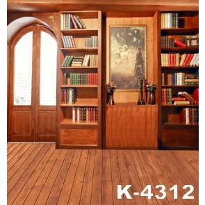 Indoor Wood Study Wood Glass Door Professional Photo Backdrops