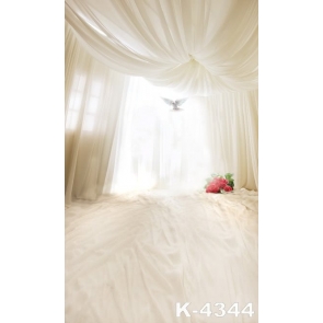 Romantic White Gauze Red Flowers Wedding Professional Photo Backdrops