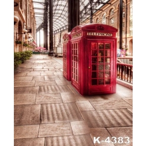 Telephone Booths in Street Studio Background Vinyl Photography Backdrops