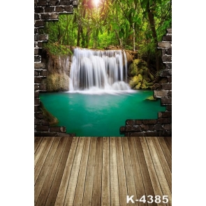 Jungle Outside the Wood Floor House Scenic Photo Wall Backdrop