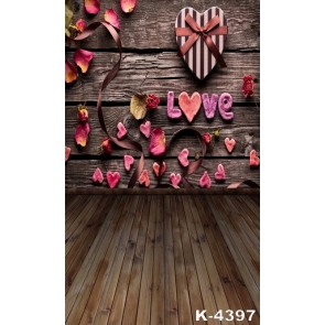 Rose Love Gift Box Vinyl Wooden Floor Wall Custom Prom Backdrops