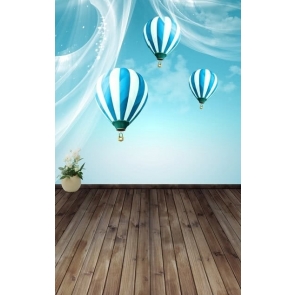 Blue White Hot Air Balloon Wall Vinyl Easy Backdrops for Photography