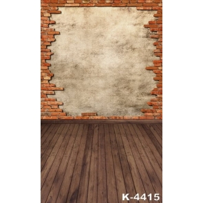 Wooden Floor Vintage Old Brick Plain Wall Background