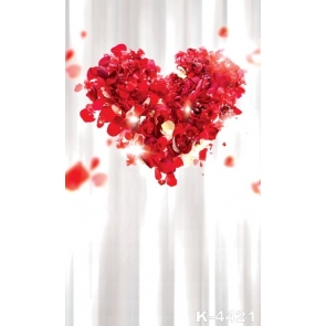 Sweet Red Petals Love Heart Wedding  Background Drops for Photography