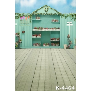 Fresh Feeling Green Wall Wood Floor Wedding Camera Backdrops