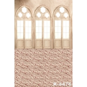 Vintage Indoor Arched Doors Floral Floor Vinyl Picture Backdrop