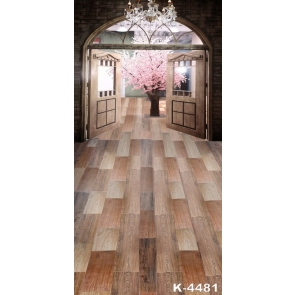 Romantic Cherry Tree Arch Gate Wood Floor Wedding Photo Wall Backdrop