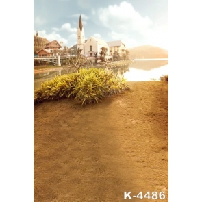 Riverside Houses across the River Vinyl Photography Scenic Backdrops