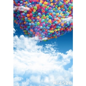Colorful Balloons Flying to the Blue Sky Photoshoot Background Vinyl Photography Backdrops