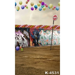 Graffiti Street Walls Multicolor Balloons Scenic Photography Background Props
