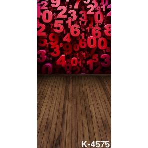 Personalized Stereoscopic Red Numbers Plank Floor Vinyl Photography Backdrops