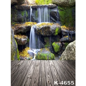 Water Flowing from Stones Garden Photo Studio Backdrops