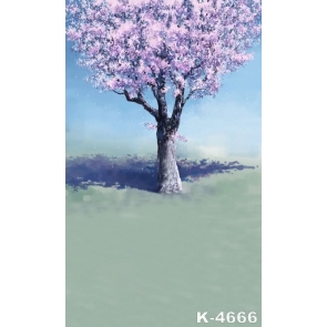 Big Tree with Light Purple Flowers Painted Vinyl Photography Backdrops