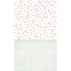 Multicolor Polka Dots Plank Floor Personalized Vinyl Photography Backdrop
