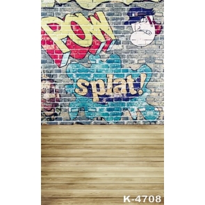 Personalized Graffiti Bricks Wall Backdrops Wooden Floor Stage Backdrop
