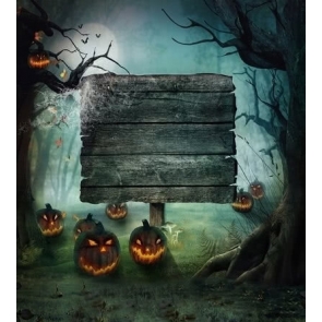 Forest Night Moon Pumpkin Photography Halloween Backdrops
