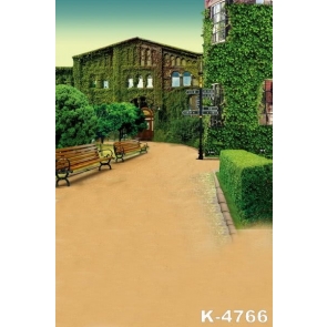 Green House Leisure Bench Building Scenic Backdrops Studio Background Vinyl Photography Backdrops