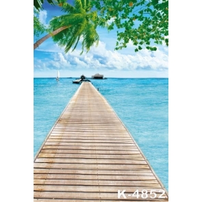 Wooden Bridge In The Sea Scenic Photo Backdrops 