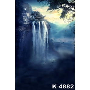 Palace on the Mountain Waterfall Vinyl Scenic Backdrops