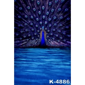 Beautiful Peacock Flaunting Tail Blue Scenic Wall Vinyl Backdrops