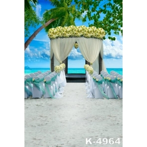 Romantic Wedding Hall by the Seaside Wedding Picture Vinyl Backdrop