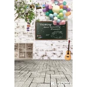 Balloon Blackboard Painting Bricks Wall Backdrops Children's Photography 