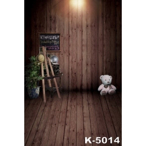  Toy Bear Wooden Floor Wall Custom Children's Photography Backdrops