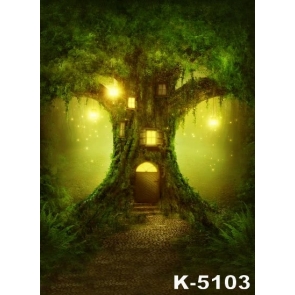 Tree House Lamps Lights Oil Painting Photography Wall Backdrops