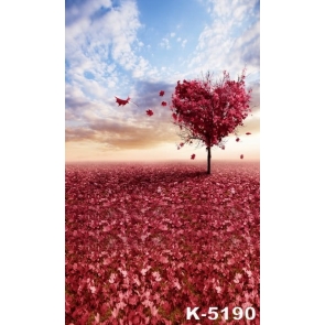 Heart Shaped Red Leaves Scenic Photo Wall Backdrop