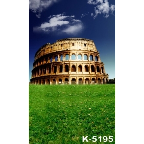 Blue Sky Green Grass Ancient Historic Building Photography Studio Background
