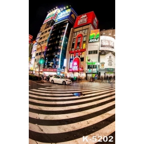 Night City Zebra Crossing Building Photography Studio Background