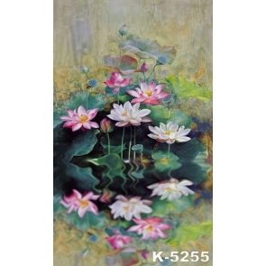 Lotus Leaves Flowers Seedpod Vinyl Photography Scenic Backdrops