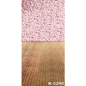 Pink Flowers Brick Floor Vinyl Photography Backdrops