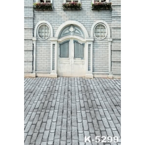 Grey Brick House Street Building Studio Background Vinyl Backdrops