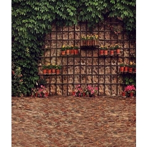 Green Plants Flowers in Garden Scenic Backdrops Studio Background