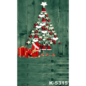 Wooden Floor Wall Christmas Hat Tree Christmas Photo Backdrop