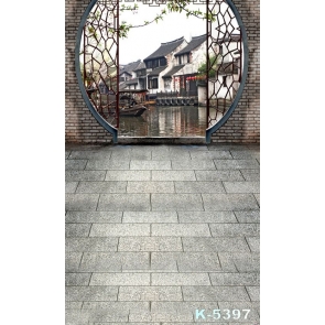 Beautiful Retro Water City Scenic Vinyl Photo Backdrops