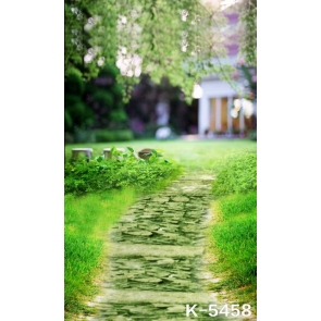Spring Green Grassland in Courtyard Scenic Photography Background Props
