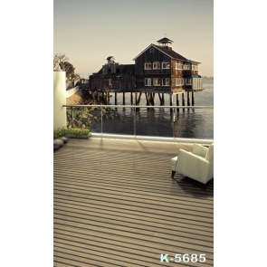 Seaside Wood House for Holiday Scenic Background Drops for Photography