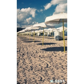 Summer Holiday Sandy Beach Shelters Photo Drop Background