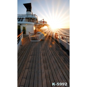 Ship Boat Deck at Sea Sunset Scenic Photography Background Props
