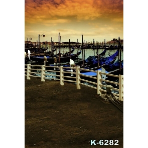 Sunset Glow Ship Boats at Harbour Scenic Professional Photo Backdrops