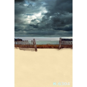 Seaside Black Clouds Fence by Beach Photo Drop Background