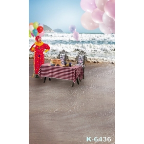 Clown Standing by Dining Table Seaside Beach Photography Background Props