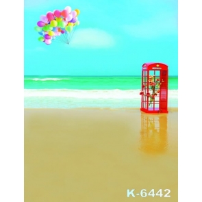 Colorful Balloons Telephone Booth Beach Painted Photography Backdrops