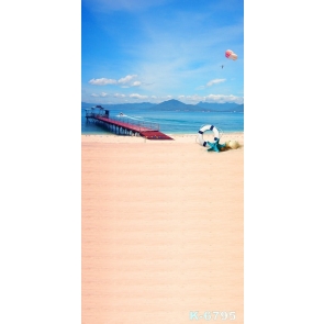 Summer Holiday Red Bridge by Seaside Beach Photo Backdrop