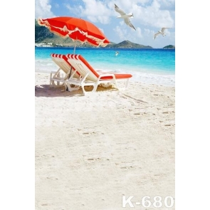 Seaside Leisure Chair Sandy Beach Scenic Photo Backdrop