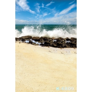 Seaside Waves Beating Rocks Beach Photography Background Props