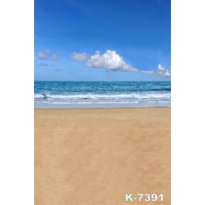White Clouds over Blue Sea Beach Photography Photo Backdrops